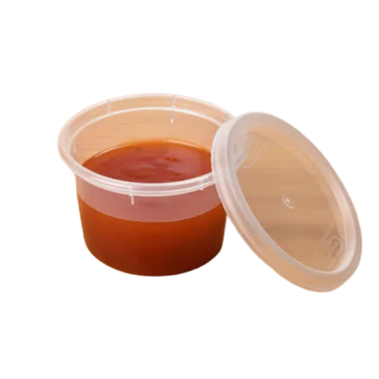 Clear Plastic Food Grade Storage Pots with Lids Deli Sauce Pots - 4oz 100ml