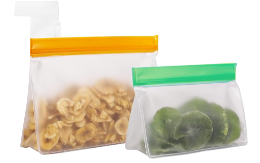 10 Silicone Reusable Stand Bottom Design Food Storage Bags Freezer Safe