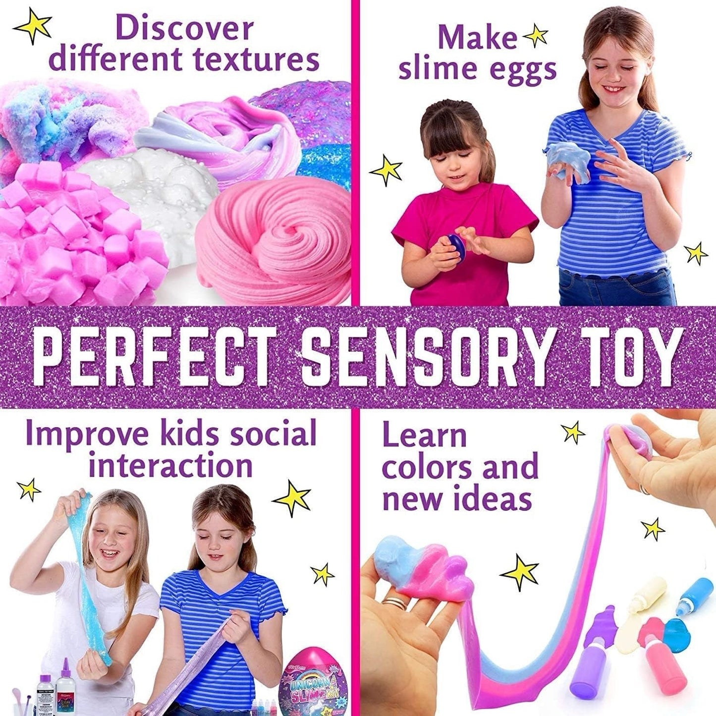 Unicorn Egg Sparkly Slime Kit - Create Magical Unicorn Slime - Fun Sensory Toy