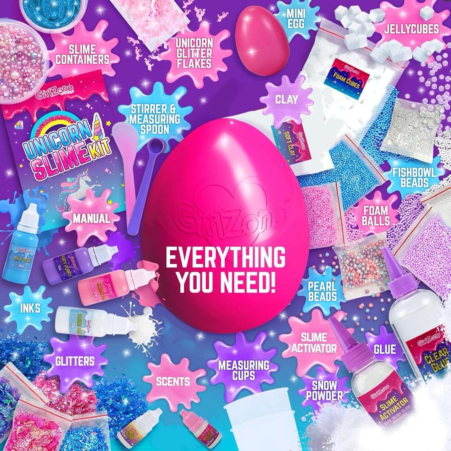 Unicorn Egg Sparkly Slime Kit - Create Magical Unicorn Slime - Fun Sensory Toy