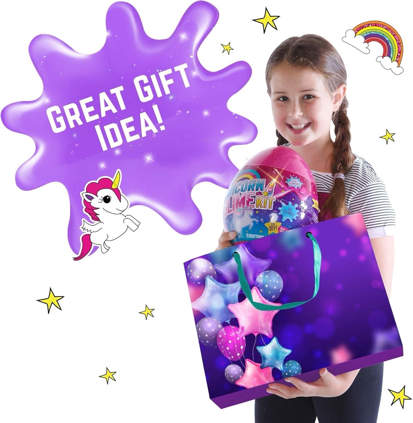 Unicorn Egg Sparkly Slime Kit - Create Magical Unicorn Slime - Fun Sensory Toy