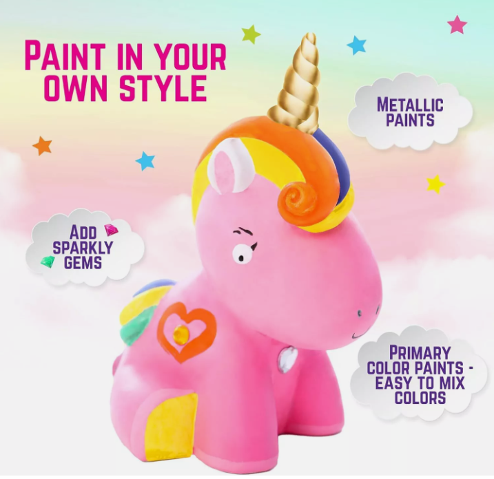 Piggy Bank Unicorn Paint Your Own Kit, Great Craft Kit For Kids Great Fun