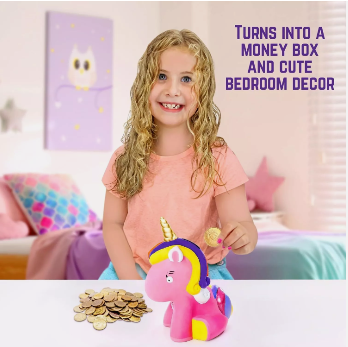 Piggy Bank Unicorn Paint Your Own Kit, Great Craft Kit For Kids Great Fun