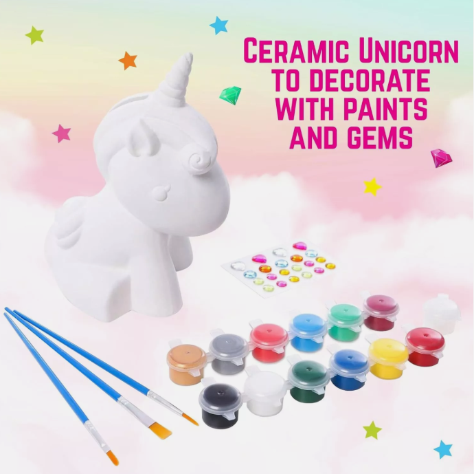 Piggy Bank Unicorn Paint Your Own Kit, Great Craft Kit For Kids Great Fun