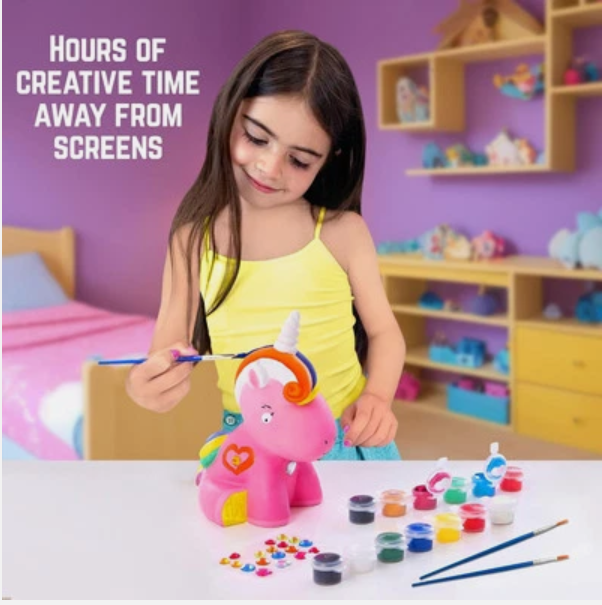 Piggy Bank Unicorn Paint Your Own Kit, Great Craft Kit For Kids Great Fun