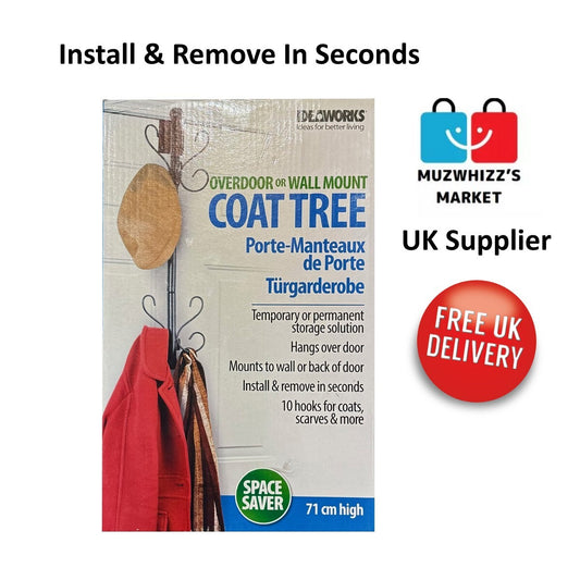 COAT HANGER, UMBRELLA, CLOTHES HOLDER HAT TREE OVER DOOR SPACE SAVER