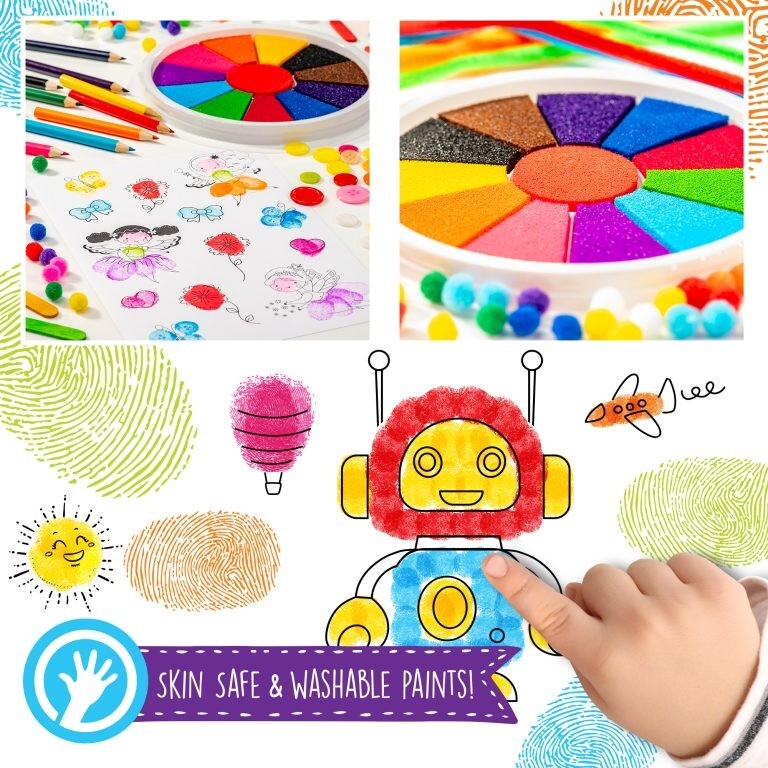 Painting Kit Finger Painting Kit for Kids – Art Set with Paints & Paper, Age 3+