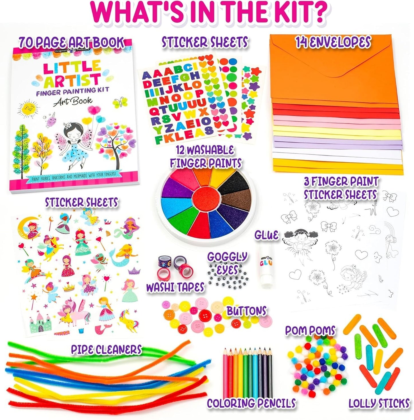 Painting Kit Finger Painting Kit for Kids – Art Set with Paints & Paper, Age 3+