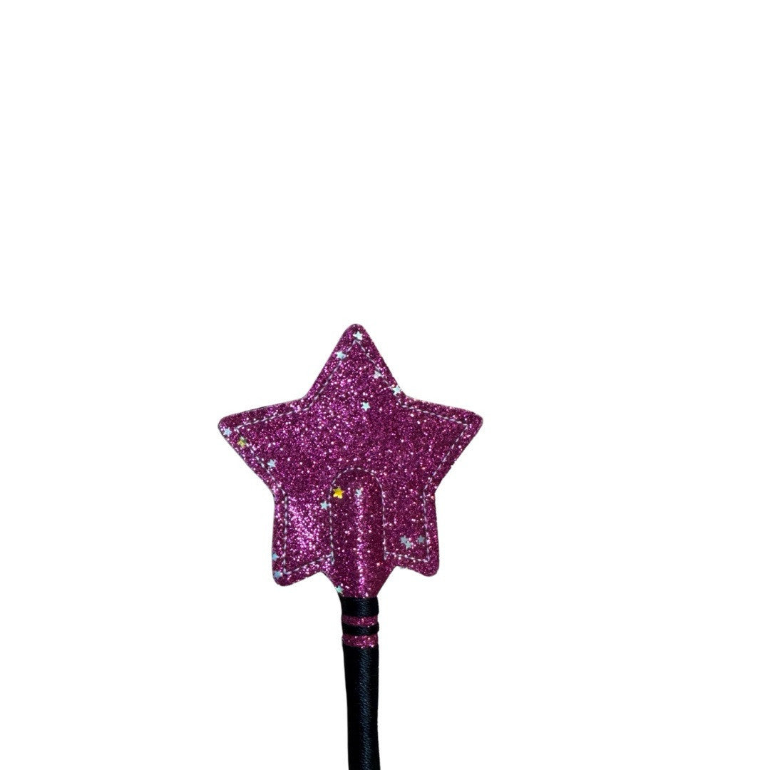 Horse Riding Whip Training Crop 67cm Magenta Pink with Star and Glitter Handle