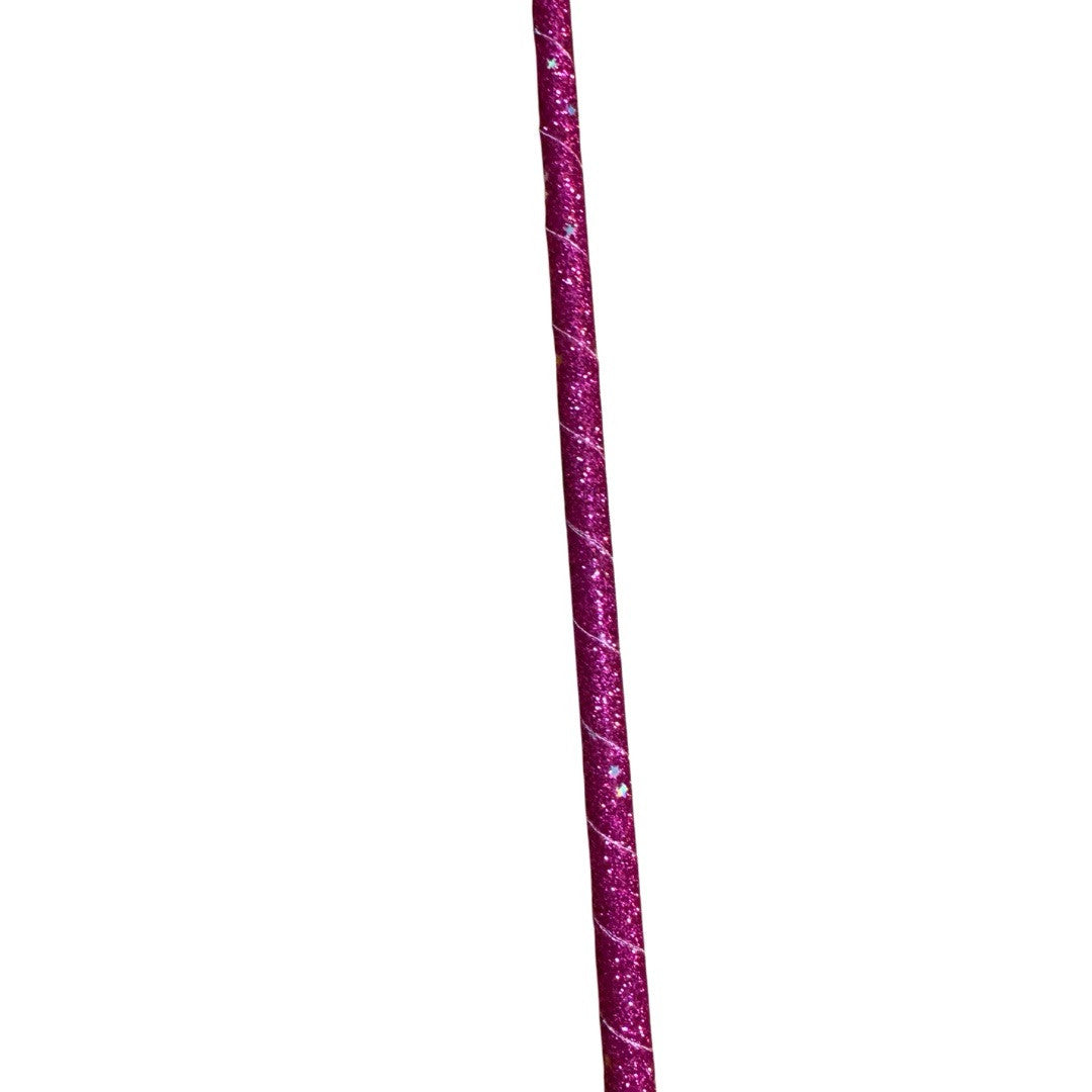 Horse Riding Whip Training Crop 67cm Magenta Pink with Star and Glitter Handle