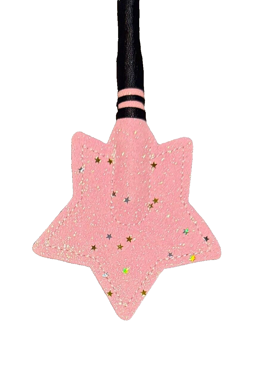 Horse Riding Crop Edward Goddard Training Whip 65cm Pink Sparkly Glitter Star