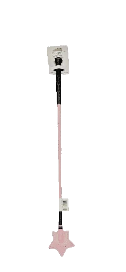 Horse Riding Crop Edward Goddard Training Whip 65cm Pink Sparkly Glitter Star