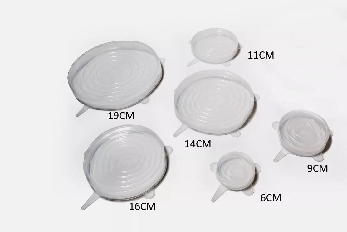 6 Pcs Reusable Silicone Stretch Food Bowl Wraps Storage Lids Cover