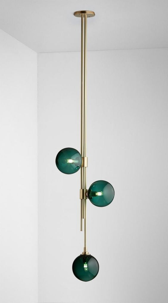 3-light Decorative Globe Pendant Opal Green Glass Lampshade