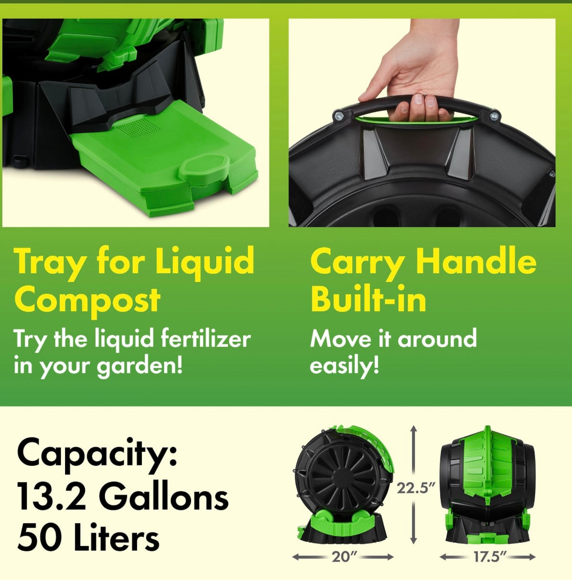 Tumbling Rolling Composting Barrel 50L