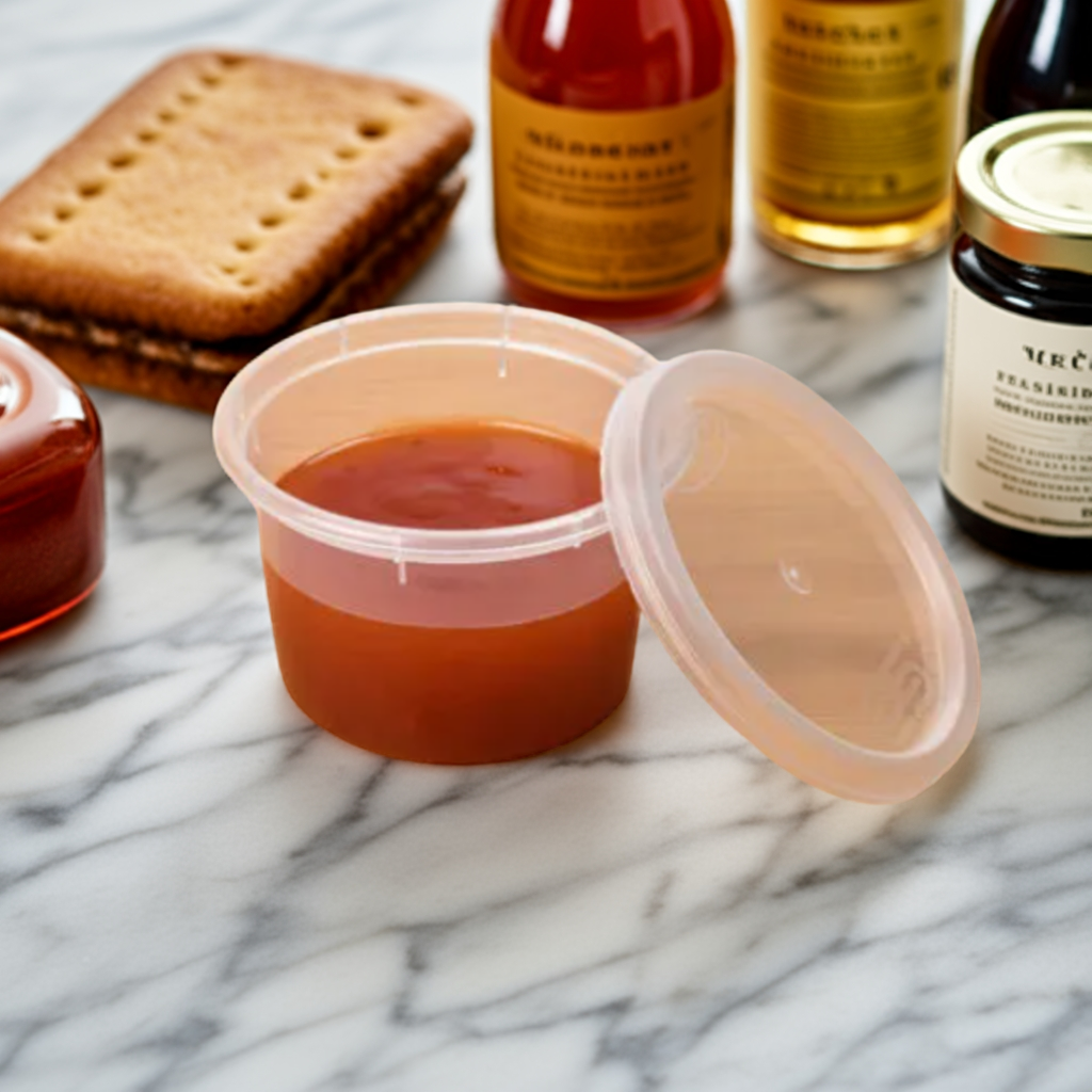 Clear Plastic Food Grade Storage Pots with Lids Deli Sauce Pots - 4oz 100ml
