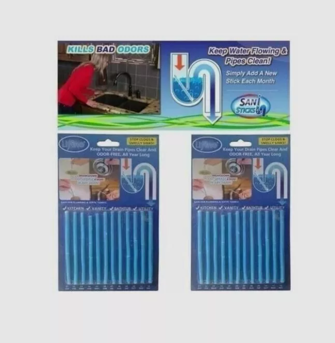 24 Piece Drain Sticks Drain Cleaner Odour Remover For Sink Bath Shower & Kitchen