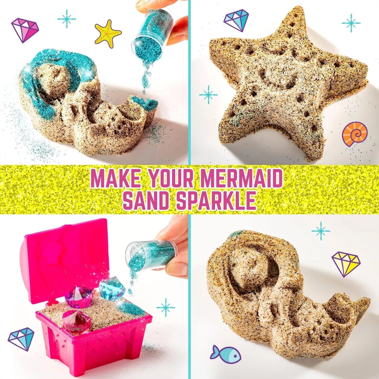 Kinetic Sand Mermaid Sensory Sand Kit, 2lbs Moldable Play Sand for Kids Aged 3+