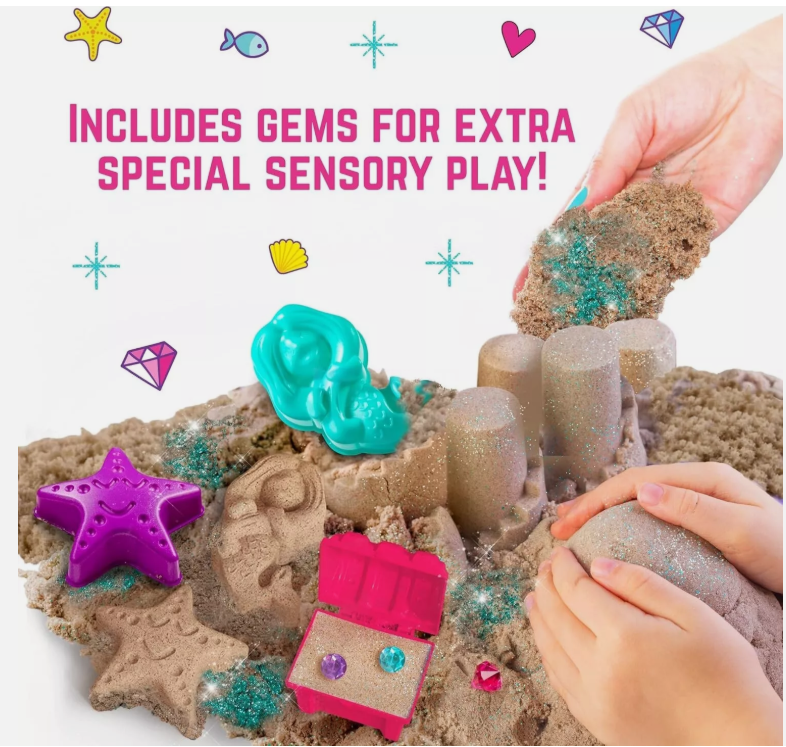 Kinetic Sand Mermaid Sensory Sand Kit, 2lbs Moldable Play Sand for Kids Aged 3+