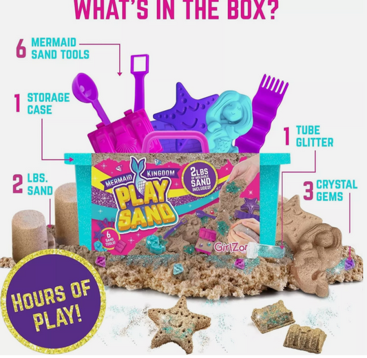 Kinetic Sand Mermaid Sensory Sand Kit, 2lbs Moldable Play Sand for Kids Aged 3+