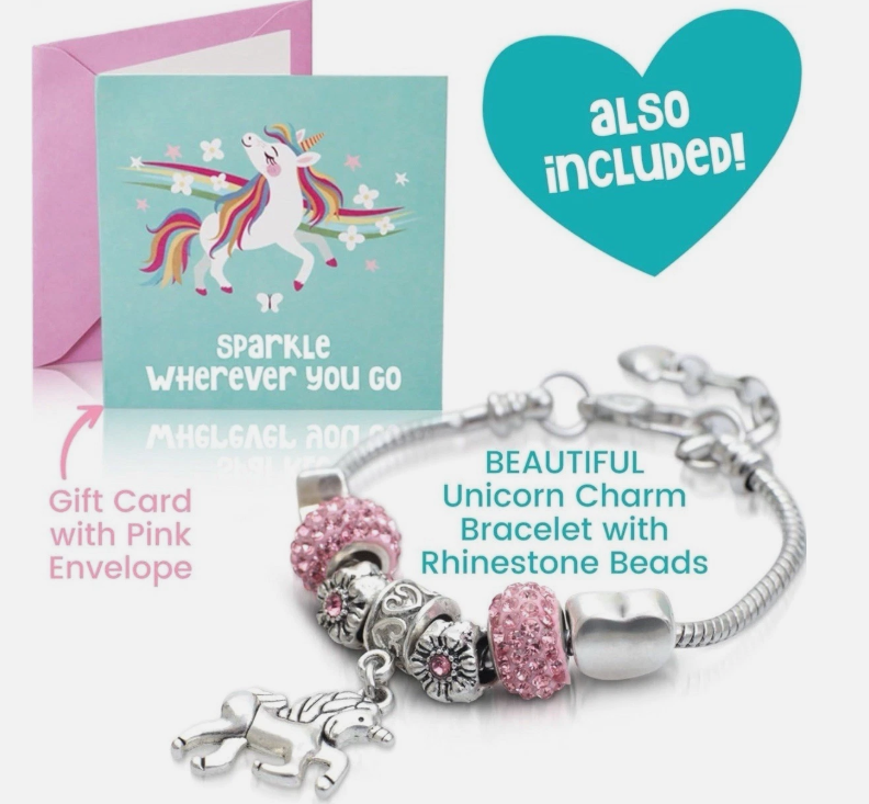Unicorn Musical Jewellery Box Including Charm Bracelet