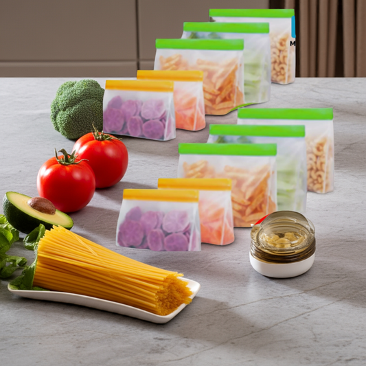 10 Silicone Reusable Stand Bottom Design Food Storage Bags Freezer Safe