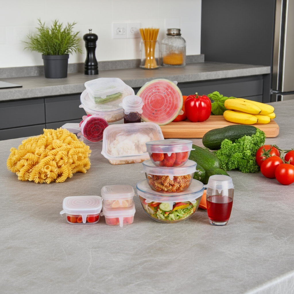 12 Pcs Reusable Silicone Stretch Food Bowl Wraps Storage Lids Cover