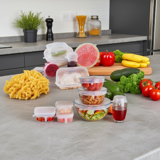 12 Pcs Reusable Silicone Stretch Food Bowl Wraps Storage Lids Cover