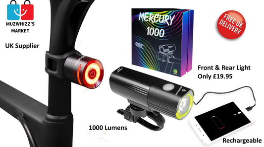 Front & Rear Bike Lights Rechargeable 1000 Lumens Mr Bike Lights