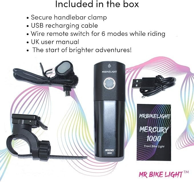 Front & Rear Bike Lights Rechargeable 1000 Lumens Mr Bike Lights