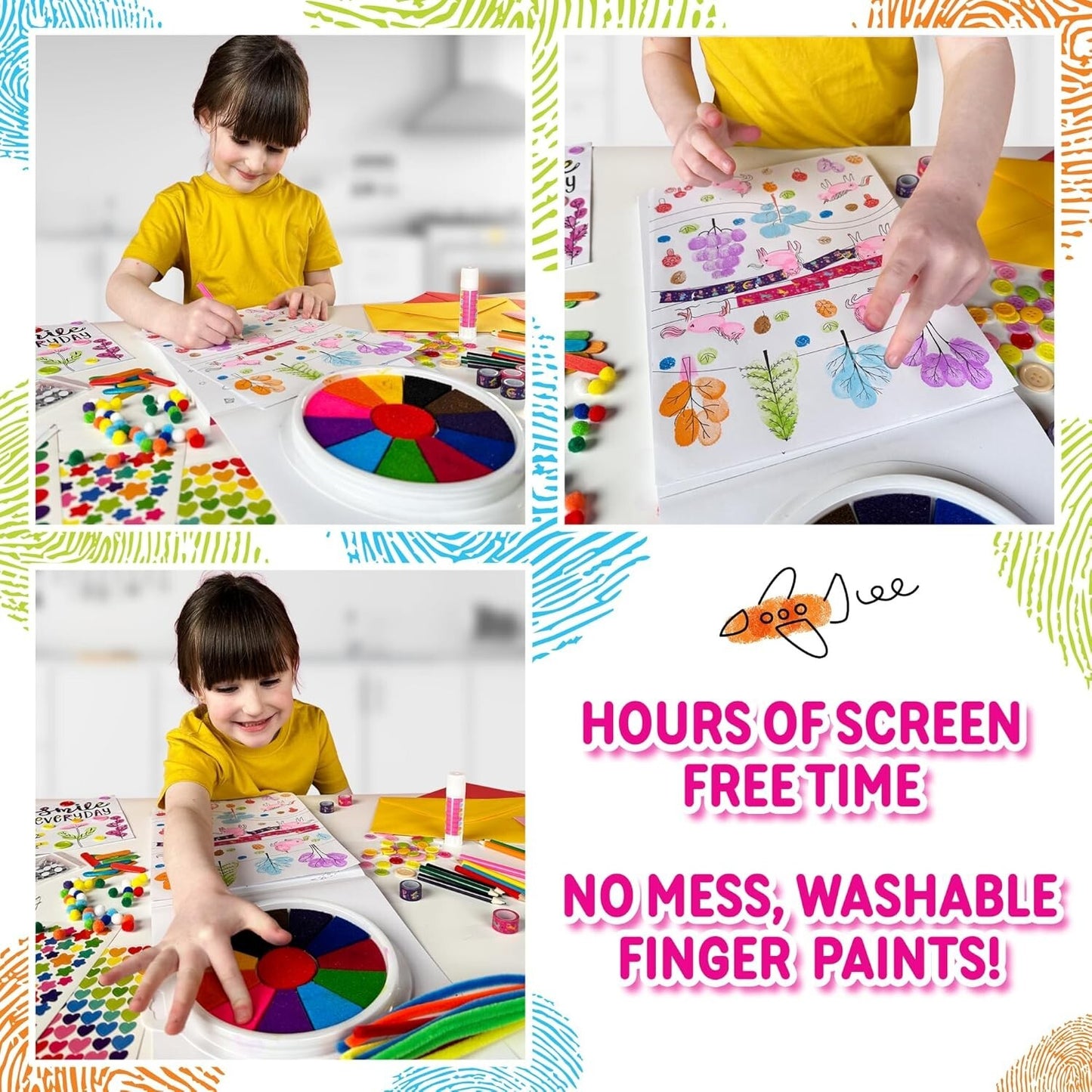 Painting Kit  Finger Painting Kit for Kids – Art Set with Paints & Paper, Age 3+