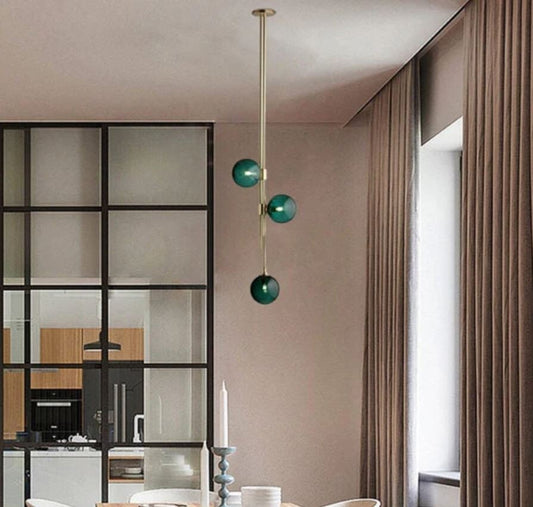 3-light Decorative Globe Pendant Opal Green Glass Lampshade