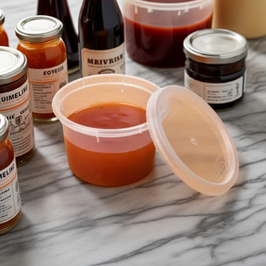 Clear Plastic Food Grade Storage Pots with Lids Deli Sauce Pots -  4oz 100ml