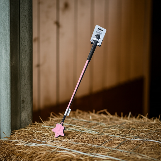 Horse Riding Crop Edward Goddard Training Whip 65cm Pink Sparkly Glitter Star