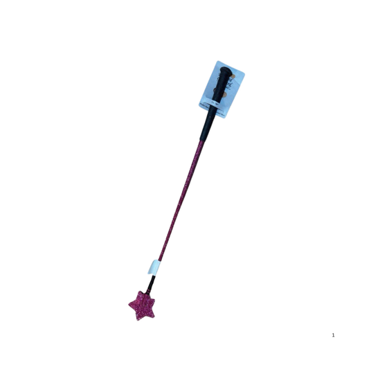 Horse Riding Whip Training Crop 67cm Magenta Pink with Star and Glitter Handle