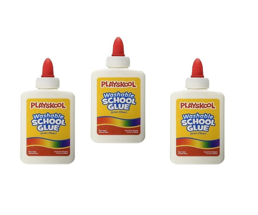 Glue Playskool Washable School Glue 4oz Bottle 3 Pack Bundle