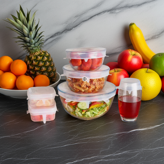 6 Pcs Reusable Silicone Stretch Food Bowl Wraps Storage Lids Cover
