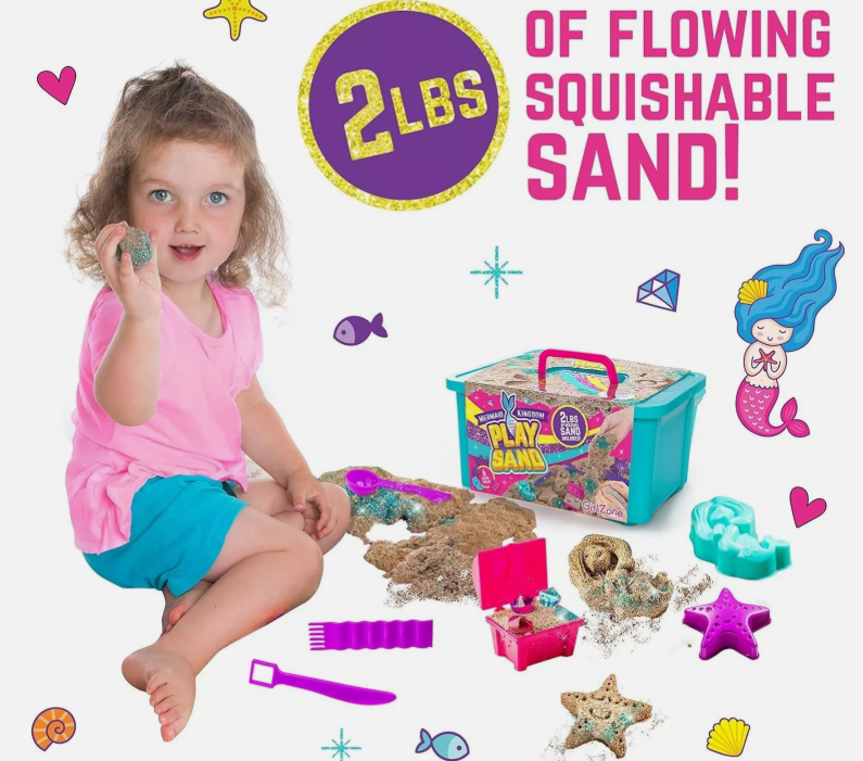 Kinetic Sand Mermaid Sensory Sand Kit, 2lbs Moldable Play Sand for Kids Aged 3+