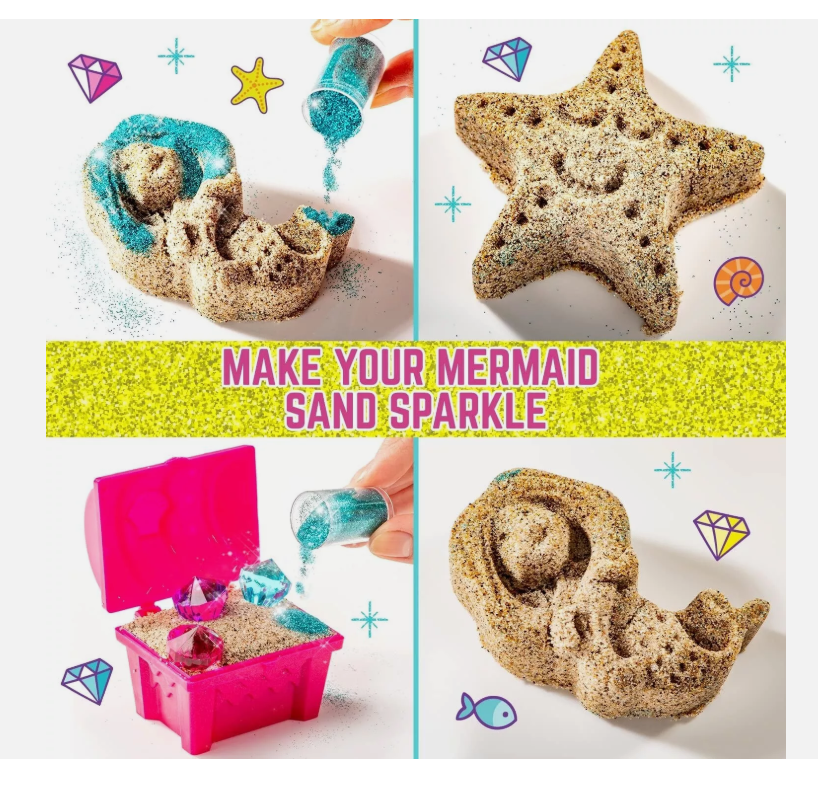 Kinetic Sand Mermaid Sensory Sand Kit, 2lbs Moldable Play Sand for Kids Aged 3+